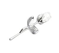 BCOATH Crystal Rose Tabletop Adornment Desktop Ornament Translucent with Silver Handle and Nice-looking and Valentine's Day Decoration for Home