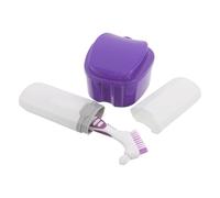 BCOATH Denture Care Kit Cleaning Brush and Leakproof Case Portable Travel Set for False Teeth Maintenance Compact for Vacation Daily Use