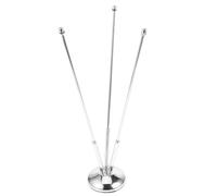 BCOATH Desk Flag Pole with Silver Metal V-shaped Triple Rods, Stable Desktop Flag Holder with Base for Office Meeting Room and Home Desk Accessories