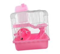 BCOATH Double-layer Hamster Cage Large Rat Wire Cage with Pink Crystal Castle, 23x17x33cm Small Pet Villa Suitable for Dwarf Hamsters and Guinea Pigs