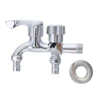 BCOATH Double Outlet Faucet Stainless Steel Water Tap for Washing Machine and Home Bathroom Practical Use