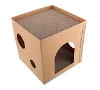BCOATH Dual-function Corrugated Cardboard Cat Scratcher Nest with Square Scratching Pad Safe Non-toxic Material for Indoor Cats Comfortable Lounging Scratch Board Bed for Home Decor