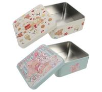BCOATH Embossed Cookie Boxes Set of 2 Small Tin Containers with Lids 13.2x13.2x6cm for Biscuit Packaging Holiday Candy Storage Decorative Metal Tins for Baking and