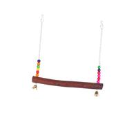 BCOATH Fashion Wooden Parrot Swing with Hanging Suspension Bridge and Beads Natural Bird Playground for Climbing and Exploring Safe Foot-friendly Design with Bells for Random Color
