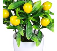 BCOATH Faux Potted Lemon Tree Mini Artificial Plant with Yellow Pot Small Fake Indoor Bonsai for Home Office Table Decoration
