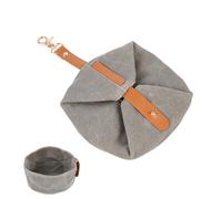 BCOATH Folding Dog Bowl Portable Travel Pet Feeder Dish with Stable Flat Base for Puppies and Cats Outdoor Feeding and Drinking Gray Canvas