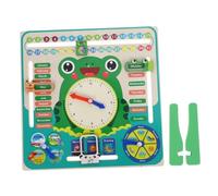 BCOATH Frog-shaped Wooden Learning Clock and Calendar Board Educational Montessori Cognitive for Teach and Date Understanding in Kindergarten and Home