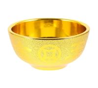 BCOATH Golden Plastic Serving Bowl for Buddhist Temple Use, Reusable and Easy to Clean Food Bowl Intricate Carvings, Decorative Offering Accessory for Collecting Buddhist Art Crafts