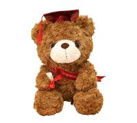 BCOATH Graduation Plush Bear with Deep Brown Red Cap Soft Stuffed for Graduates Creative Companion Bedroom and Living Decoration