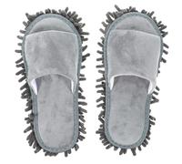 BCOATH Gray Mopping Slippers for Floor Cleaning, Winter Chenille Sole Unisex Dusting Mop Shoes, Large Size Fits Uk 9-10, Washable Home Slippers for Women and Men