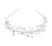 BCOATH Headband for Wedding Headpiece 5.89x5.50x1.57in Fine Workmanship Lightweight Pearl Crystal Bead Bridal Headband Charming Temperament for Dancing Prom and Concert