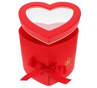 BCOATH Heart Shaped Flower Box Double Layer Rotating Red Paper Box for Valentines Wedding Birthday Preserved Flower Packaging