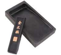 BCOATH Inkslab for Writing and Drawing Chinese Calligraphy Set Natural Rectangular Inkstone 4-Inch with 1 Liang Ink Stick for Artistic Use