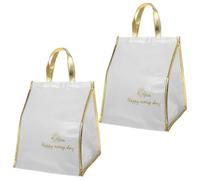BCOATH Insulated Reusable Cooler Bags to Keep Food Fresh 2pcs Large Capacity Portable White Thermal Bags Made of Non-woven Fabric and Aluminum Foil for Cake and Food for Outdoor Use