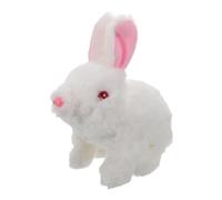 BCOATH Interactive Jumping Bunny for Plush Electric Walking Rabbit with LED Eyes Realistic Simulated Animal for Animal Loving White Soft Stuffed