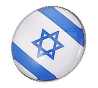 BCOATH Israel Flag Crystal Brooch Pin Round Silver Lapel Badge with Shimmering Glass for Women Men Versatile Accessory for Jackets Hats Backpacks in Present Box