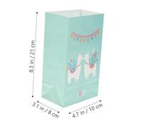 BCOATH Kraft Paper Candy Bags Light Green 12pcs with Square Bottom and Handle Alpaca Party Bags for Packaging Party Favors and Popcorn and Showers