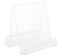 BCOATH Large A4 Acrylic Book Display Shelf with Double Bookend and Divider for Magazine Rack and Tabletop Organizer