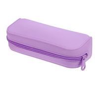BCOATH Large Capacity Silicone Pencil Case for Students Washable Aesthetic Pencil Pouch in Lavender Purple Portable Tear Resistant Pen Storage Bag for School and Home