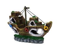 BCOATH Large Fish Tank Decor Pirate Ship Ornaments Resin Shipwreck Aquarium Decor