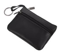 BCOATH Leather Purse Portable Small Change Purse with Zipper and Keychain Design Compact Black Wallet for Holding Bills for Shopping and Work, for Female Friends and Family