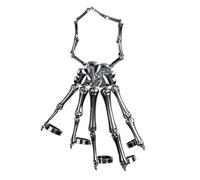 BCOATH Men Punk Bracelet Skull Fingers Wristband in Black Alloy with Adjustable Ring, Unique Skeleton Ghost Claw Design for Halloween Cosplay and Street Dancer Accessories