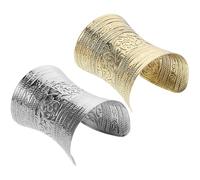 BCOATH Metal Cuff Bracelets Classic Design and High Strength 2pcs Open Bangle with Raised Pattern Easy to Match Vintage Wrist Jewelry for Women for Fashionable Teen