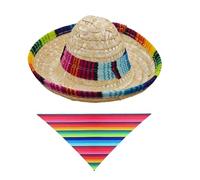 BCOATH Mexican Dog Costume with Adjustable Sombrero Hat and Funny Triangle Bandana Scarf Versatile for Small Dogs and Cats Secure Fit Pet Party Accessories for Fiesta Birthday Dress Up