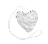 BCOATH Mini Heart-Shaped Sequin Sling Bag Small Crossbody Purse for Girls Kids Glitter Coin Wallet Messenger Bag for Toddlers White Silver