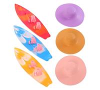 BCOATH Mini Surfboard Toy Set with Plastic Doll Boots and Hats for Toddlers, Summer Beach Floats and Swimming Pool Decorations, 9pcs Surfboard Model for Birthday Party Cake Toppers and Beach Play