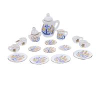 BCOATH Miniature Ceramic Tea Set with Porcelain Teacups and Teapot Intricate Mini Teacup Set for Dollhouse Kitchen Accessories Lightweight and Portable for Pretend Play and Decoration