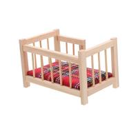 BCOATH Miniature Wooden Dollhouse Crib Bed Realistic Doll Furniture Accessory for Tiny Doll Play House Detailed Craftsmanship Cozy DIY Scene Decoration Suitable