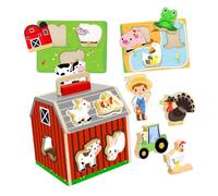 BCOATH Montessori Wooden Cabin Puzzle for Sustainable Building Blocks for Early Learning Shape Color Recognition Preschool Educational Brain Teaser for Home and Kindergarten