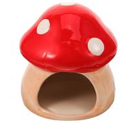 BCOATH Mushroom Ceramic Hamster Hideout Red Sleeping Nest