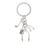 BCOATH Music Themed Metal Keychain with Guitar and Music Note Shapes, Practical and Comfortable Hand Feel Key Ring Pendant for Keys and Bags Decoration