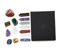 BCOATH Natural Amethyst Crystal Stones Set 14 Pieces Hexagonal Single Point Chakra Pillars Portable Yoga Stones Box for Meditation and Spiritual Balance