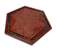 BCOATH Natural Wooden Chinese Checkers Board Game for Compact Hexagonal Desktop Plaything with Glass Beads Family Travel and Party Game Gift for Boys