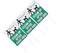 BCOATH No Pooping Dog Sign 3Pcs Green Plastic Iron Yard Sign with H-Posts for Lawn and Courtyard Dog Control