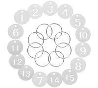 BCOATH Number Tags Multipurpose with 15 Pcs Stainless Steel Sturdy Key Tags Not Easy to Deform Simple Design Silver Marking for House and Door for Lockers and Keys
