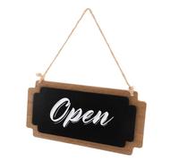 BCOATH Open Closed Sign Hanging Door Sign Black Wood Double Sided for Restaurant Doors and Storefront Opening Hours