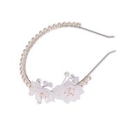 BCOATH Pearl Headband Flower Hair Ornament White Abs Iron Wire Zinc Alloy Comfortable to Wear for Anniversaries and Beach Friends and Mother