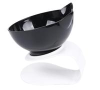 BCOATH Plastic Cat Feeding Bowl with Neck Guard and Anti-slip Base, Tilted Single Pet Bowl for Water and Food, Sturdy Black Plastic Cat Feeder for Home Use
