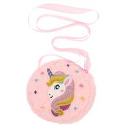 BCOATH Plush Unicorn Crossbody Bag for Girls Cute Round Shoulder Bag Adjustable Strap Adorable Plush Coin Purse for Toddlers for Daily Use and Travel