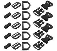 BCOATH Pom Collar Buckle Replacement and Outdoor Use for Pet Collars and Quick-release Feature 10 Sets Black with Secure Locking Mechanism Adjustable Webbing Strap Buckles