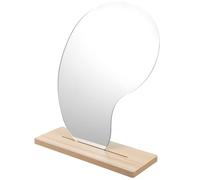 BCOATH Portable Makeup Mirror with Wooden Base and Acrylic Irregular Shape, Reflection and Easy to Maintain Table Vanity Mirror for Bathroom and Desk Use