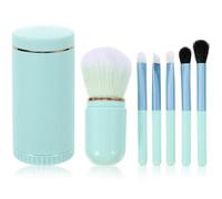 BCOATH Portable Professional Makeup Brush Set Mirror and Storage Case, Nanofiber Wool Bristles, Aluminium Handle, Suitable for Travel and Professional Use, 6pcs Assorted Colour Kit