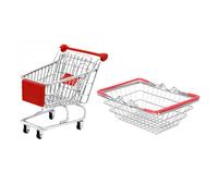 BCOATH Pretend Play Shopping Basket and Cart Sturdy Iron Snack Chip Basket for Grocery Role Play Multi-purpose for Imaginative Game and Storage for Little Hands