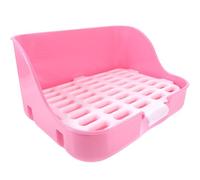 BCOATH Rabbit Litter Box Tray with Detachable Grids, Leak-proof | Plastic Potty for Cage Use, Large Capacity Pink Design, Easy to Clean, Suitable for Squirrel and Puppy