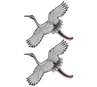 BCOATH Red-Crowned Crane Embroidery Appliques Sturdy and Will Not Fade Easily 2pcs Iron on Patches with Vivid Appearance Made of Embroidery Thread for Clothing Sewing and DIY Decoration