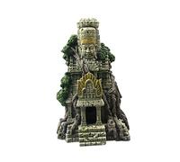 BCOATH Resin Ancient Temple Aquarium Decoration Fish Tank Landscaping Cave Safe Fish Hideout Realistic Reptile Terrarium Ornament